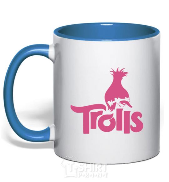 Mug with a colored handle Trolls royal-blue фото
