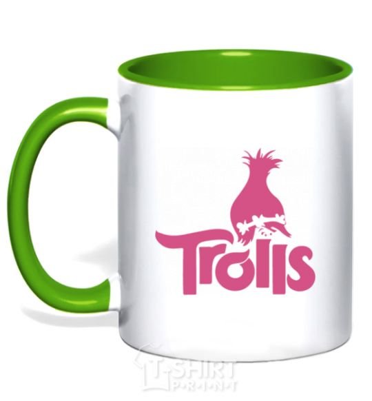 Mug with a colored handle Trolls kelly-green фото