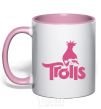 Mug with a colored handle Trolls light-pink фото