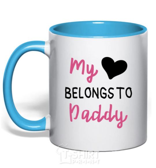 Mug with a colored handle My heart belongs to daddy sky-blue фото