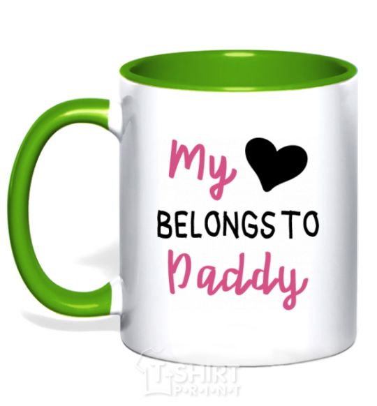 Mug with a colored handle My heart belongs to daddy kelly-green фото