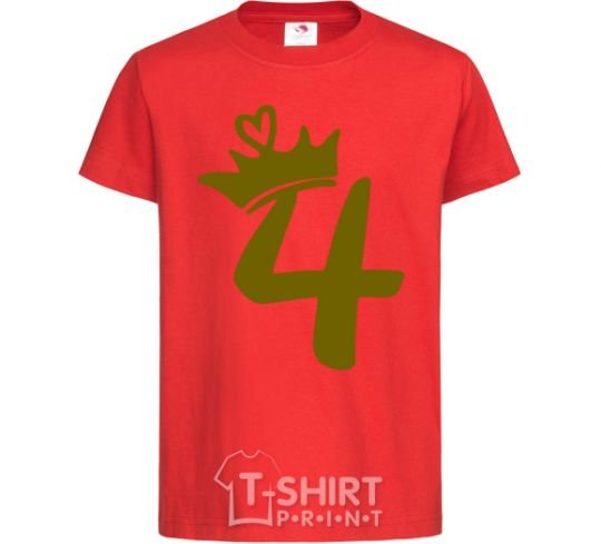 Kids T-shirt 4 crown red фото