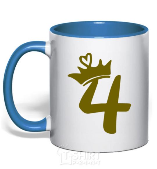 Mug with a colored handle 4 crown royal-blue фото