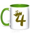 Mug with a colored handle 4 crown kelly-green фото