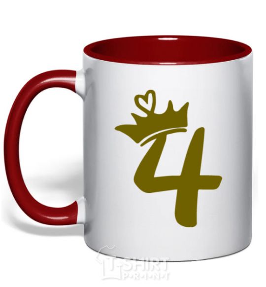 Mug with a colored handle 4 crown red фото