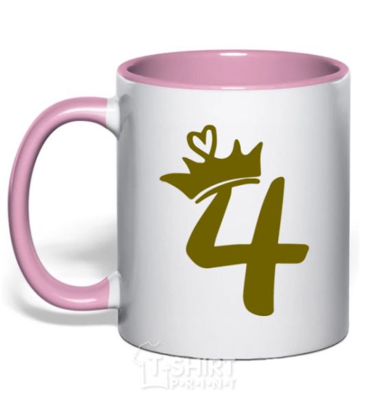 Mug with a colored handle 4 crown light-pink фото