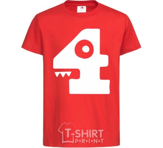 Kids T-shirt Four number 4 red фото