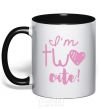 Mug with a colored handle I am two cute inscriptions black фото