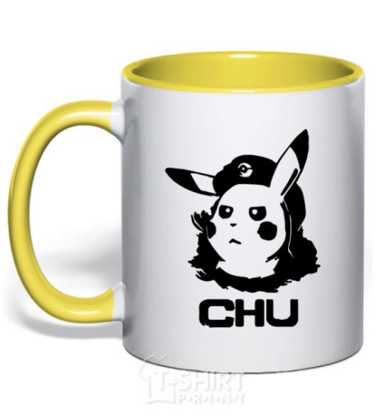 Mug with a colored handle Chu yellow фото