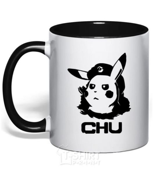 Mug with a colored handle Chu black фото