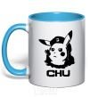 Mug with a colored handle Chu sky-blue фото