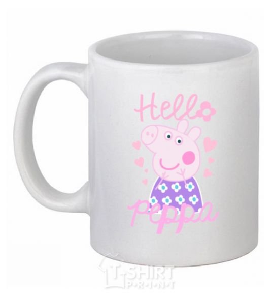 Ceramic mug Hello Peppa White фото