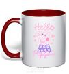 Mug with a colored handle Hello Peppa red фото