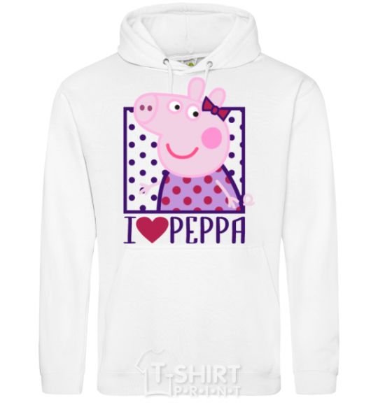 Men`s hoodie I love Peppa White фото