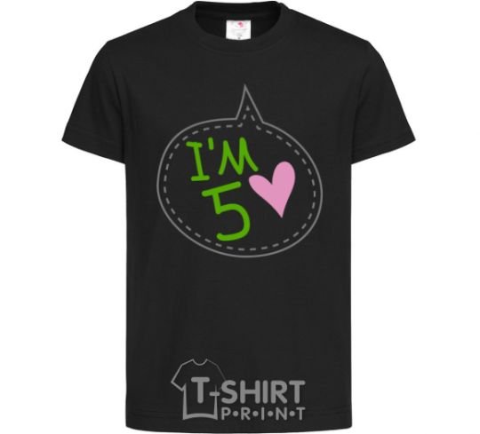 Kids T-shirt I am five black фото