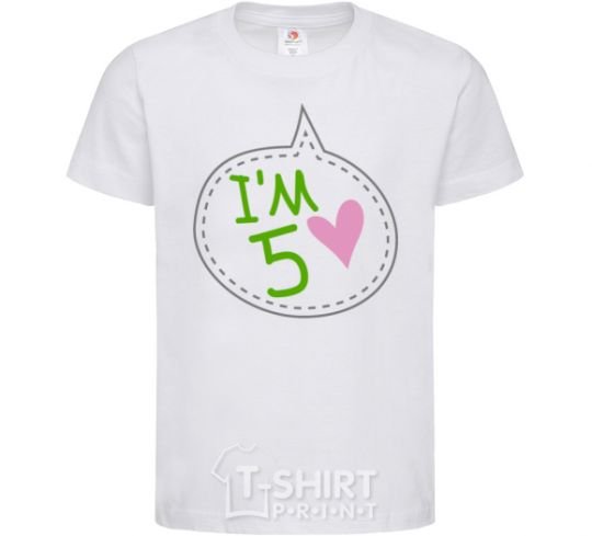 Kids T-shirt I am five White фото