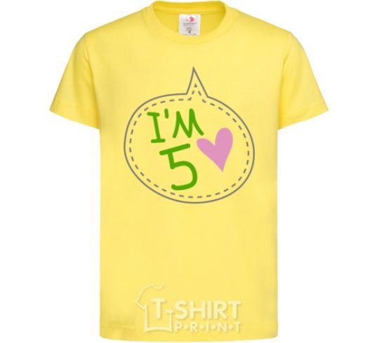 Kids T-shirt I am five cornsilk фото