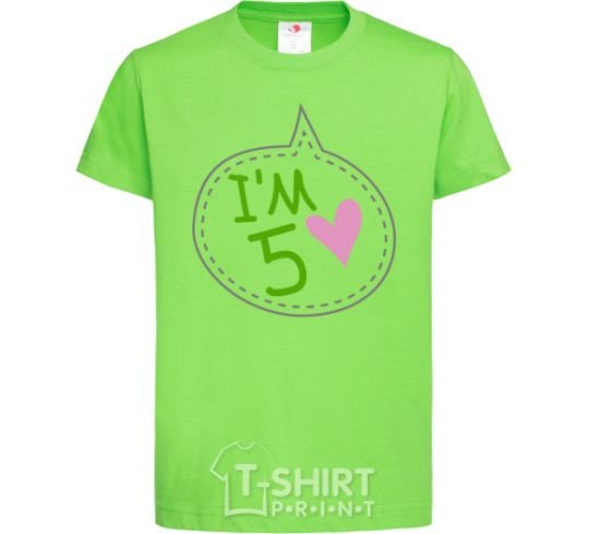 Kids T-shirt I am five orchid-green фото