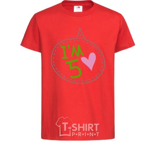 Kids T-shirt I am five red фото