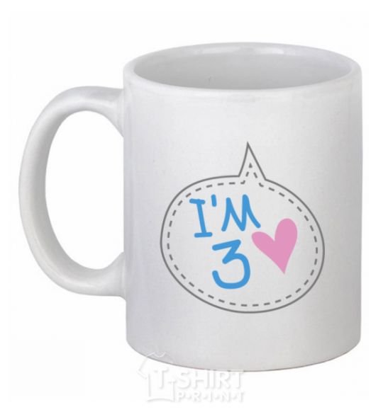 Ceramic mug I am 3 White фото