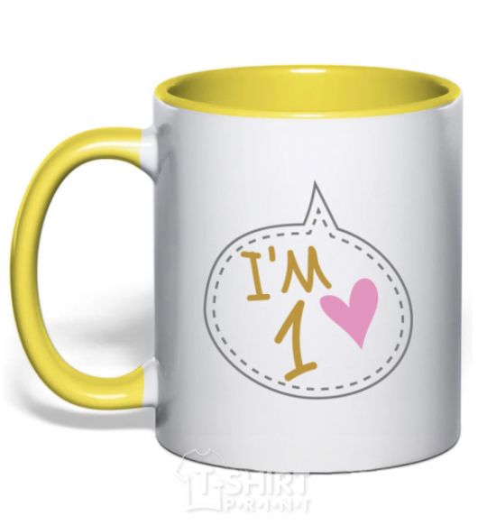 Mug with a colored handle I am 1 yellow фото