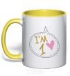 Mug with a colored handle I am 1 yellow фото