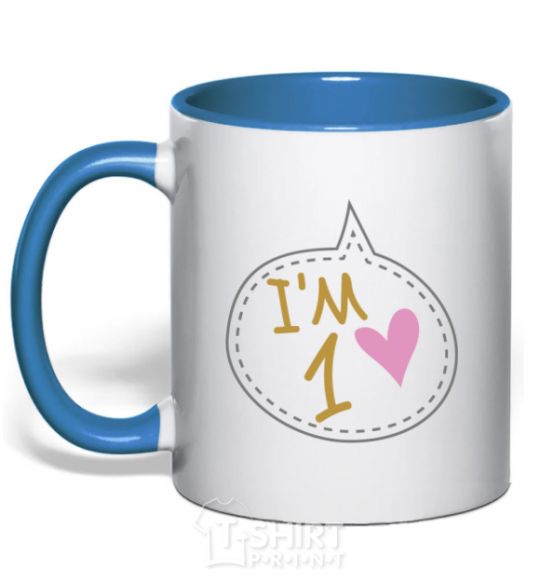 Mug with a colored handle I am 1 royal-blue фото