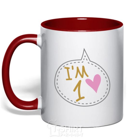 Mug with a colored handle I am 1 red фото