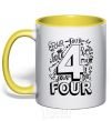 Mug with a colored handle 4 - Four yellow фото