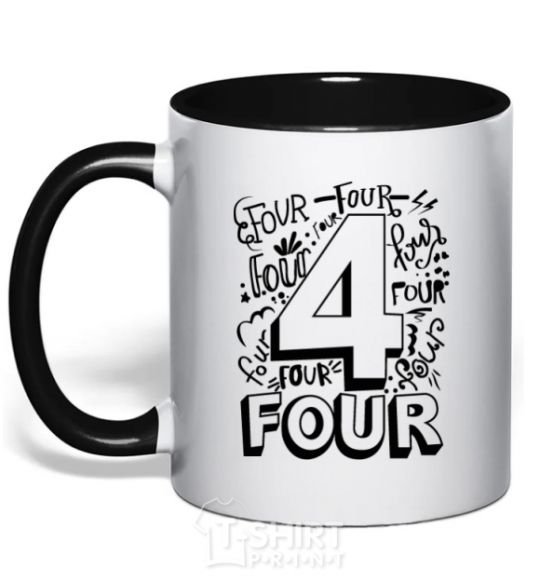 Mug with a colored handle 4 - Four black фото