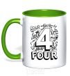 Mug with a colored handle 4 - Four kelly-green фото