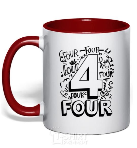 Mug with a colored handle 4 - Four red фото