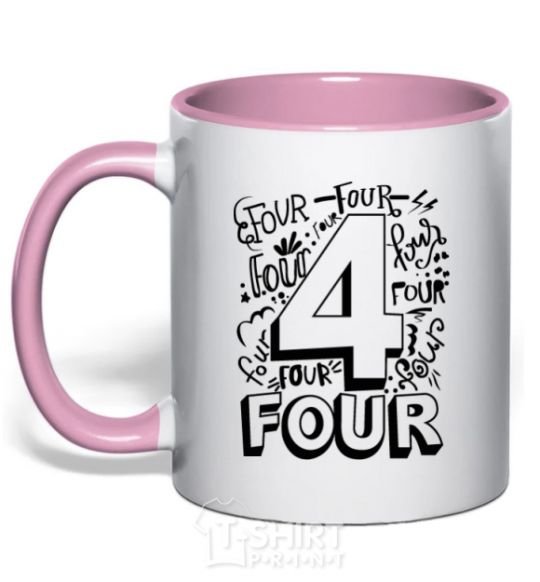 Mug with a colored handle 4 - Four light-pink фото