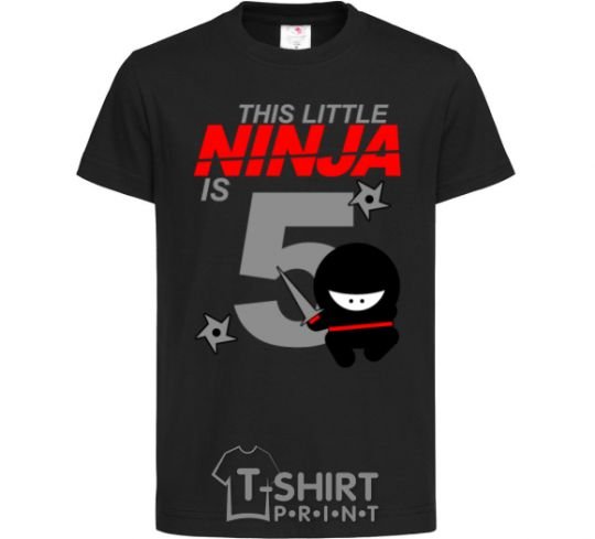 Kids T-shirt This little ninja is 5 black фото