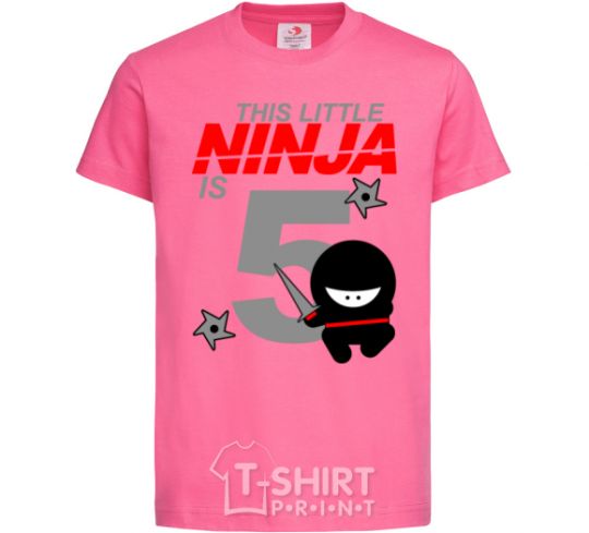 Детская футболка This little ninja is 5 Ярко-розовый фото