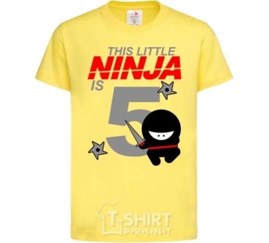 Детская футболка This little ninja is 5 Лимонный фото