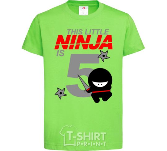 Детская футболка This little ninja is 5 Лаймовый фото