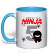 Чашка с цветной ручкой This little ninja is 5 Голубой фото