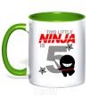 Чашка с цветной ручкой This little ninja is 5 Зеленый фото