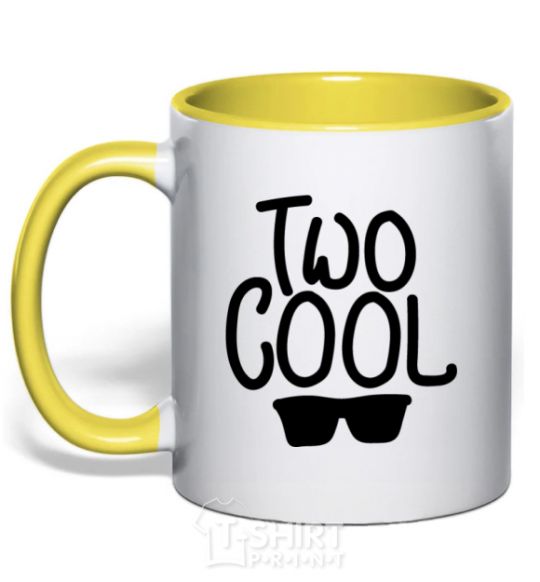 Mug with a colored handle Two cool yellow фото