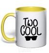 Mug with a colored handle Two cool yellow фото