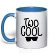 Mug with a colored handle Two cool royal-blue фото