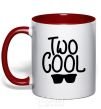 Mug with a colored handle Two cool red фото