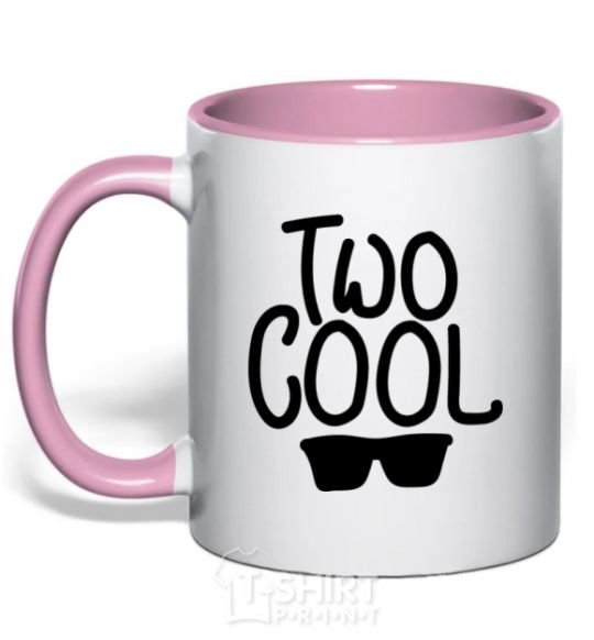 Mug with a colored handle Two cool light-pink фото