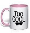 Mug with a colored handle Two cool light-pink фото