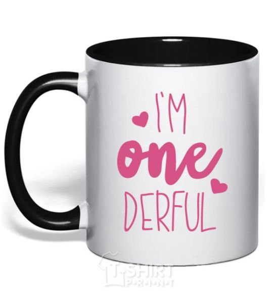 Mug with a colored handle I am ONEderful black фото