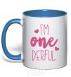 Mug with a colored handle I am ONEderful royal-blue фото