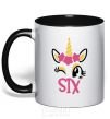 Mug with a colored handle Six unicorn black фото