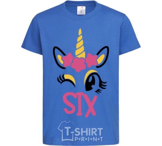 Детская футболка Six unicorn Ярко-синий фото