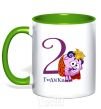 Mug with a colored handle Smeshariki 2 years old V.1 kelly-green фото